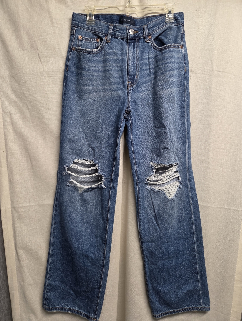 High-Rise Skater Distressed Blue Women's Jeans